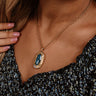Kendra Scott Anna Vintage Gold Long Pendant Necklace in Teal Apatite Image - 1