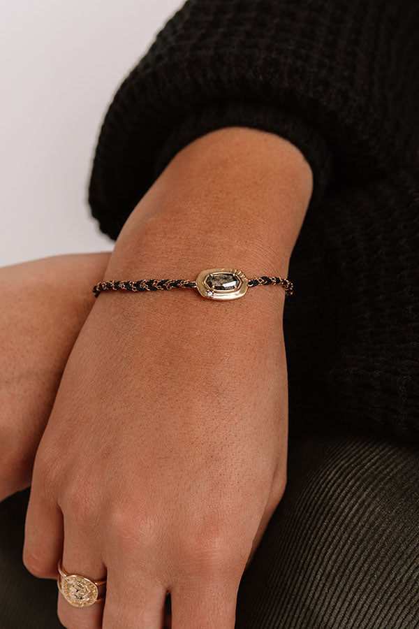 Kendra Scott Anna Vintage Gold Friendship Bracelet in Black Pyrite Image - 1