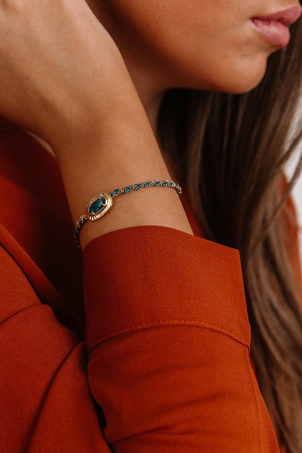 Kendra Scott Anna Vintage Gold Friendship Bracelet in Teal Apatite Image - 2
