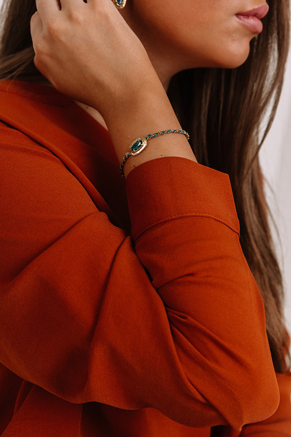 Kendra Scott Anna Vintage Gold Friendship Bracelet in Teal Apatite Image - 1