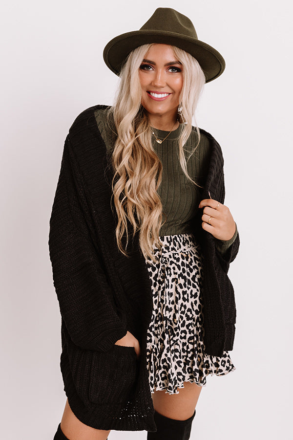 Hot Cocoa Crushing Knit Cardigan In Black Image - 3