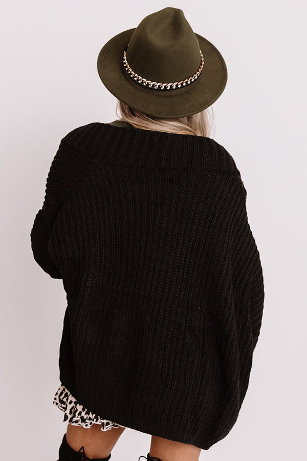 Hot Cocoa Crushing Knit Cardigan In Black Image - 5