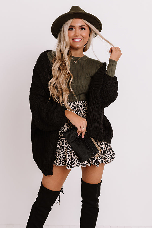 Hot Cocoa Crushing Knit Cardigan In Black Image - 2