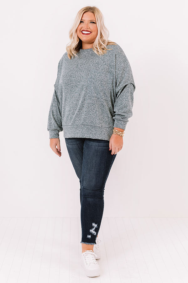 Cuddles On My Mind Knit Sweatshirt in Hunter Green Curves Image - 2