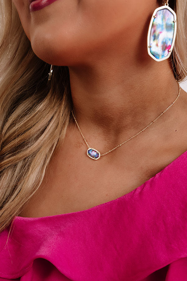 Kendra Scott Elisa Gold Satelite Pendant Necklace in Teal Tie Dye Illusion Image - 2