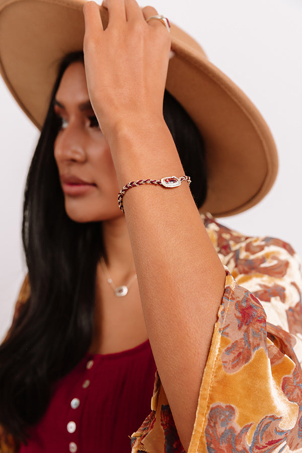 Kendra Scott Anna Gold Friendship Bracelet in Bronze Veined Maroon Jade Image - 1