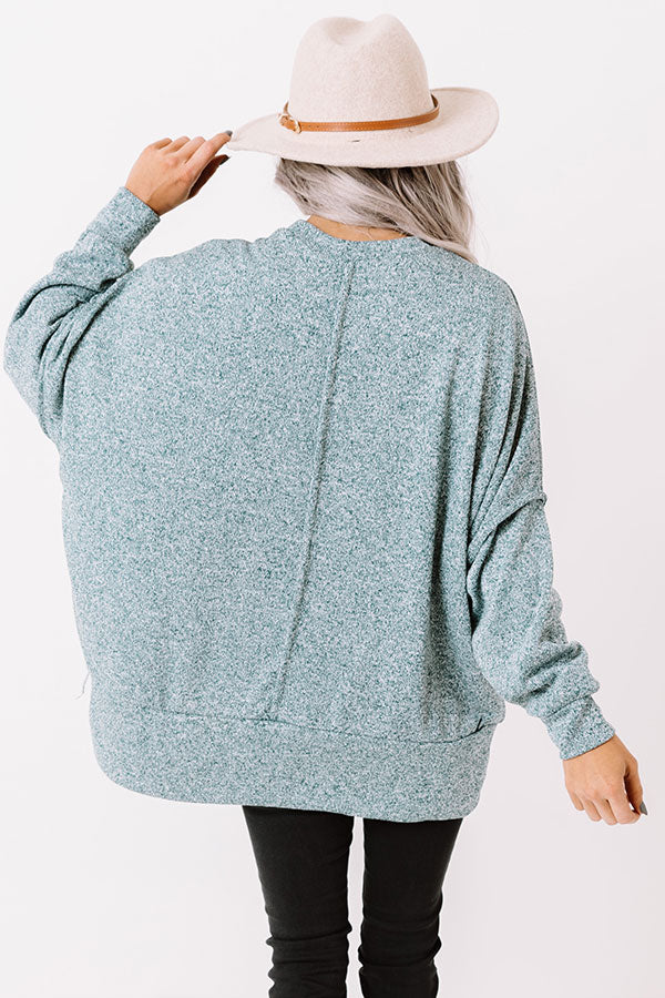 Cuddles On My Mind Knit Sweatshirt in Hunter Green Image - 2