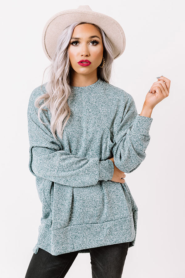 Cuddles On My Mind Knit Sweatshirt in Hunter Green Image - 4