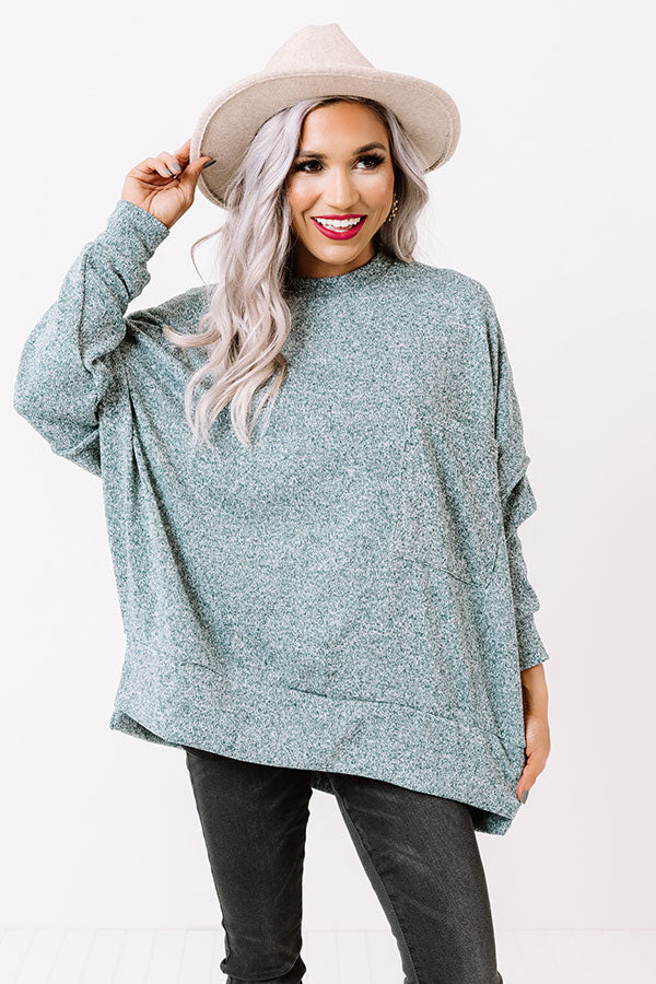 Cuddles On My Mind Knit Sweatshirt in Hunter Green Image - 3