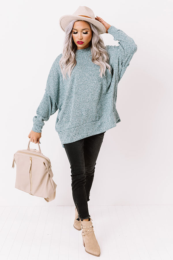 Cuddles On My Mind Knit Sweatshirt in Hunter Green Image - 1