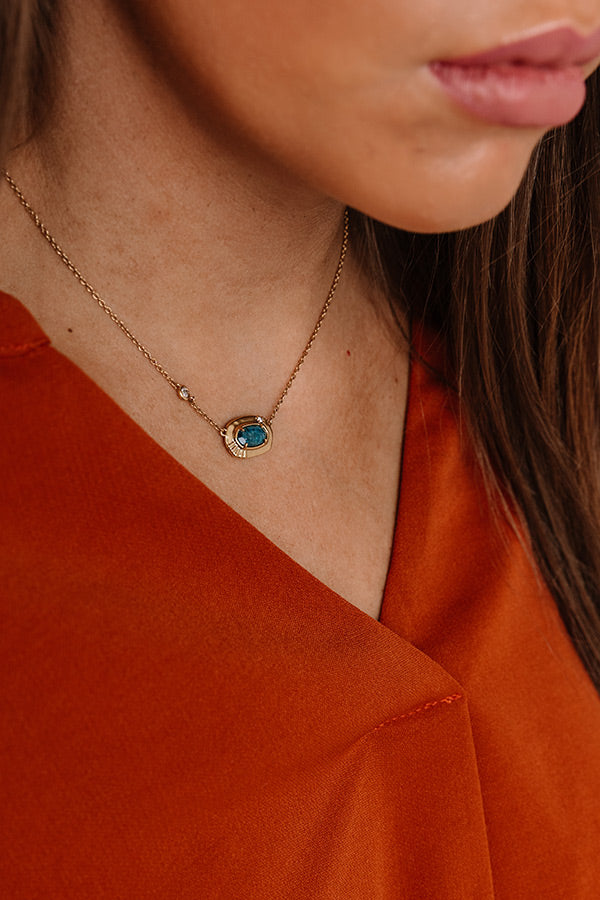 Kendra Scott Anna Vintage Gold Pendant Necklace in Teal Apatite Image - 1