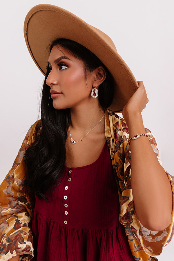 Kendra Scott Anna Gold Drop Earrings in Bronze Veined Maroon Jade Image - 1