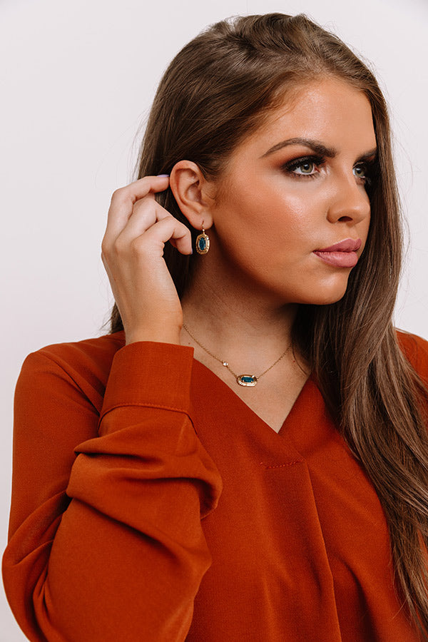 Kendra Scott Anna Vintage Gold Small Drop Earrings in Teal Apatite Image - 1