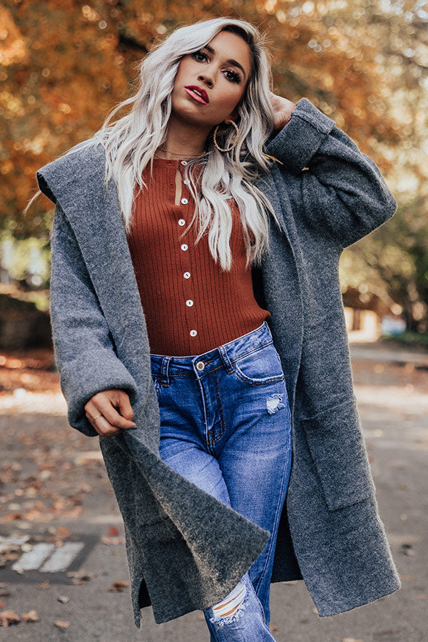 Dream Worthy Warmth Cardigan In Charcoal