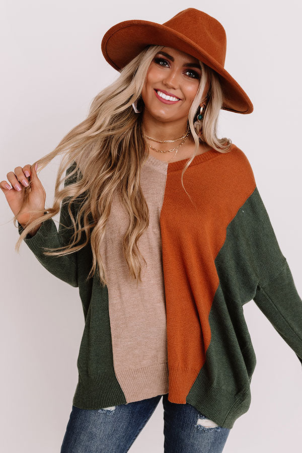 Modern Cabin Colorblock Sweater In Olive Image - 1
