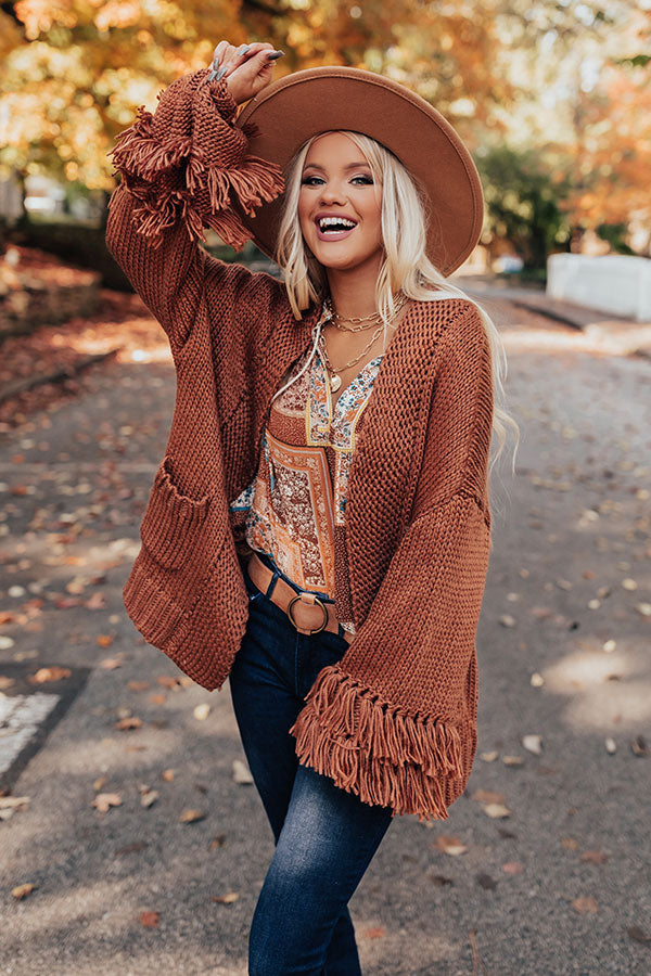 London Fog Knit Cardigan In Cinnamon
