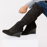 The Fawn Faux Suede Knee High Boot In Black Image - 1