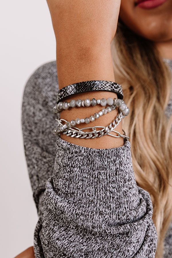 Wit & Charm Bracelet Set In Black
