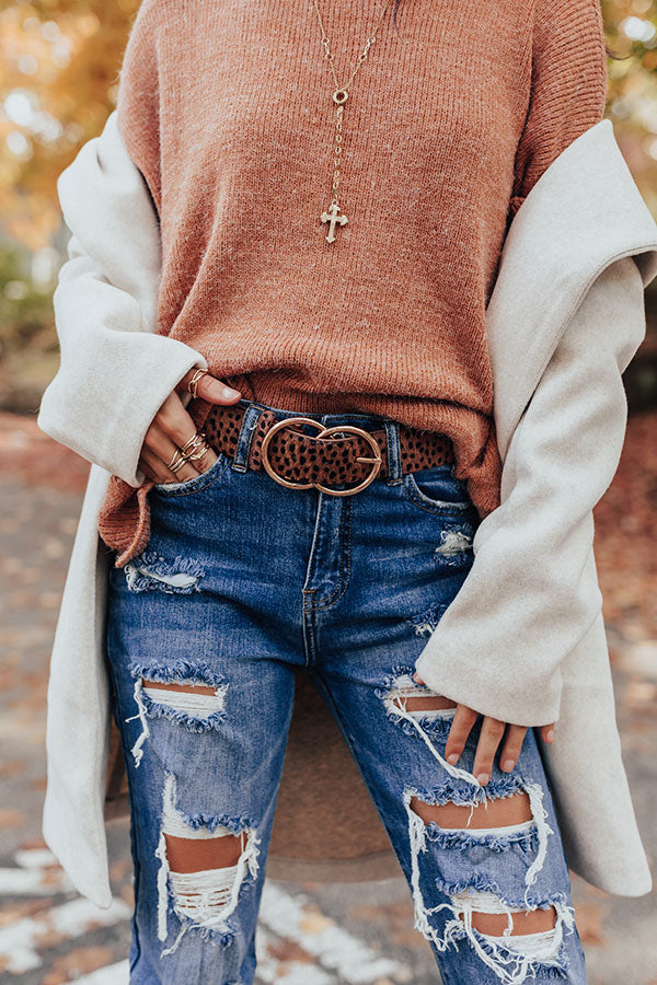 Center Of Attention Cheetah Print Belt In Cinnamon