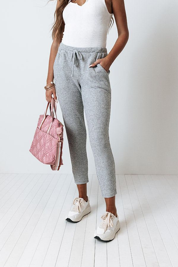 Ticket To Cozy Waffle Knit Joggers In Grey