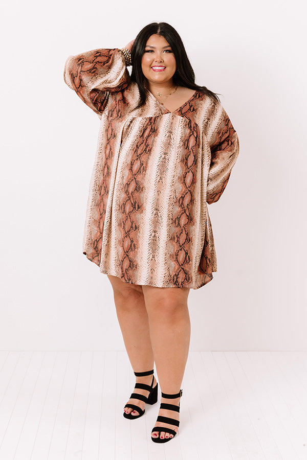 Looking For Love Snake Print Babydoll Dress In Brown Curves Image - 2