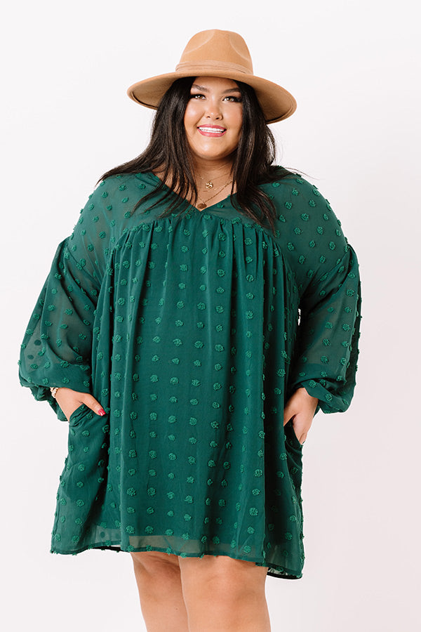 Spot On Babydoll Shift Dress In Hunter Green   Curves Image - 3