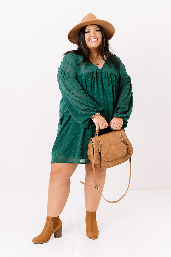 Spot On Babydoll Shift Dress In Hunter Green   Curves Image - 1