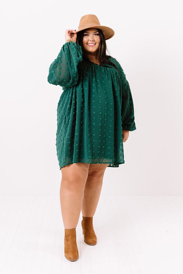 Spot On Babydoll Shift Dress In Hunter Green   Curves Image - 2
