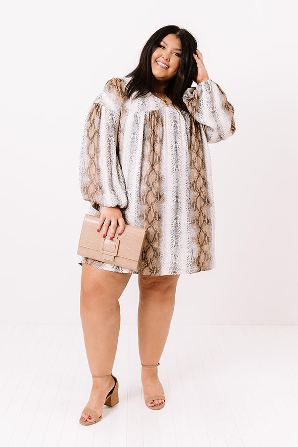 Looking For Love Snake Print Babydoll Dress In Grey Curves Image - 1