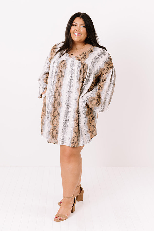 Looking For Love Snake Print Babydoll Dress In Grey Curves Image - 2