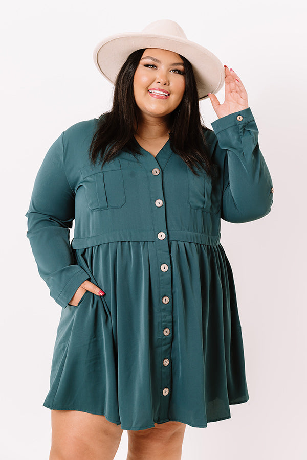 Talk Of The Town Shift Dress In Teal Curves Image - 3
