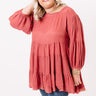 Vineyard Season Babydoll Top In Rose   Curves Image - 1