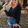 Serious About Love Waffle Knit Top In Black Image - 1
