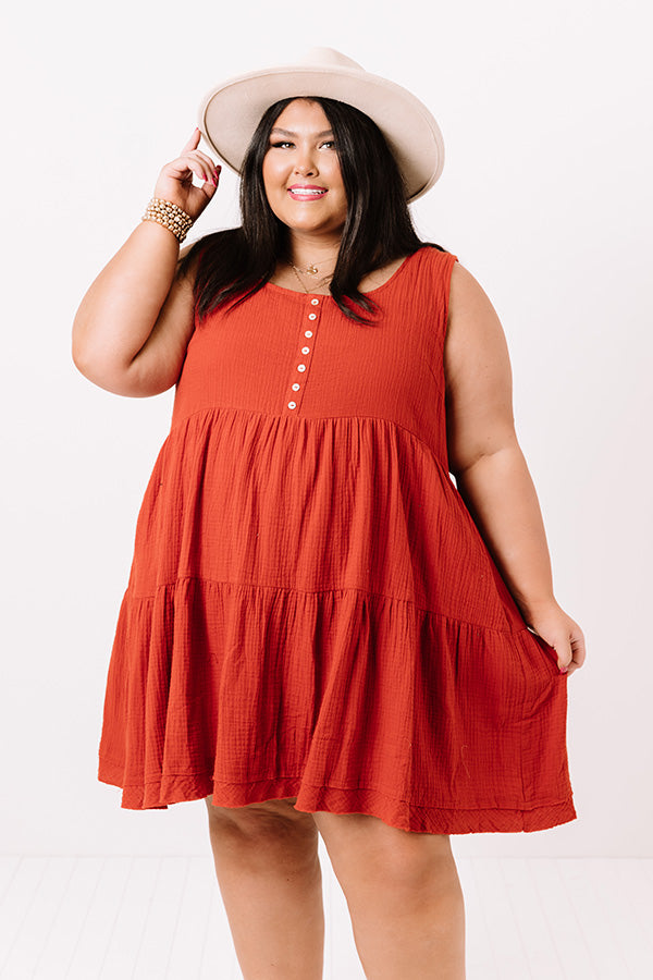 Vermont Views Babydoll Dress In Rust Curves Image - 3