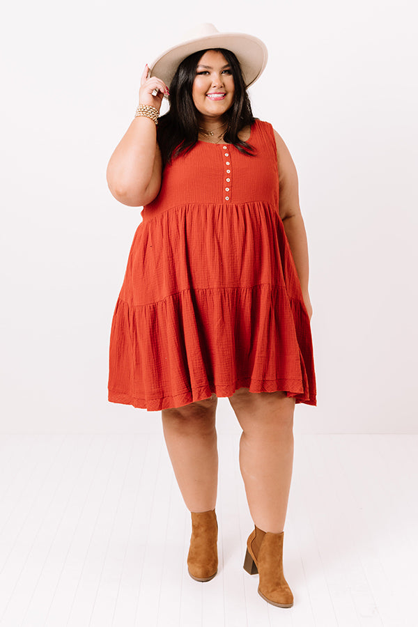 Vermont Views Babydoll Dress In Rust Curves Image - 2