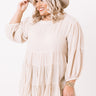 Vineyard Season Babydoll Top In Birch   Curves Image - 1
