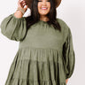 Vineyard Season Babydoll Top In Olive   Curves Image - 1