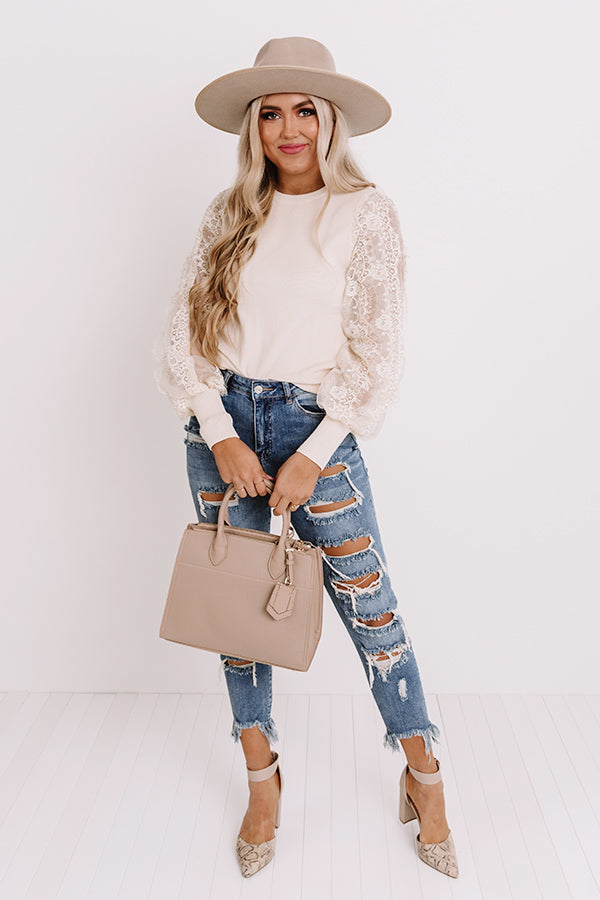 Fall Into My Kiss Sweater Top in Cream Image - 2