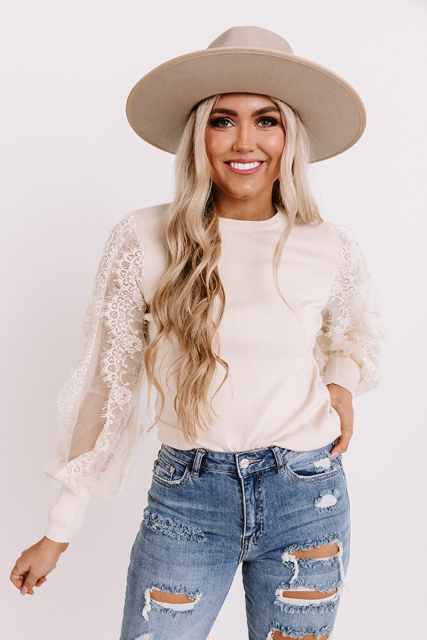 Fall Into My Kiss Sweater Top in Cream Image - 3