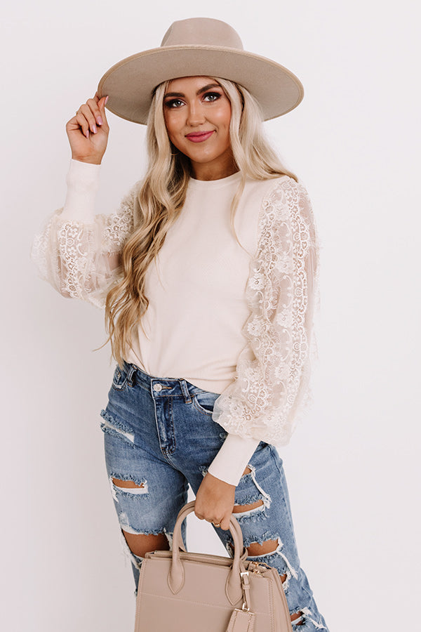Fall Into My Kiss Sweater Top in Cream Image - 1