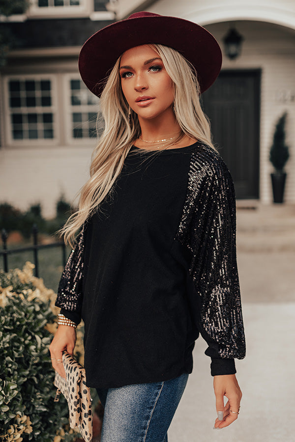 Moment To Shine Sequin Top In Black Image - 4