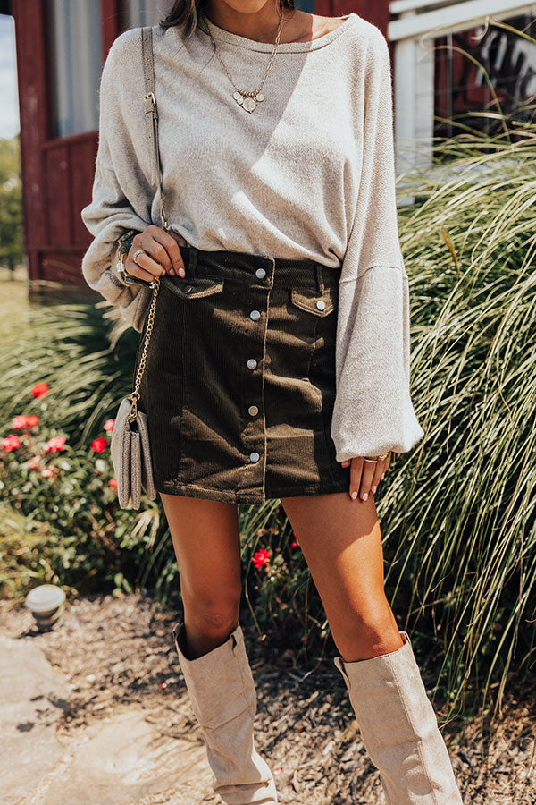 Pretty Fearless Corduroy Skirt In Army Green Image - 2