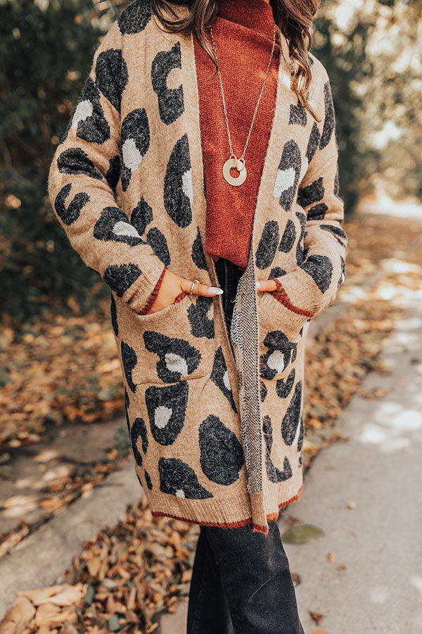Early Bird Leopard Cardigan In Mocha Image - 3