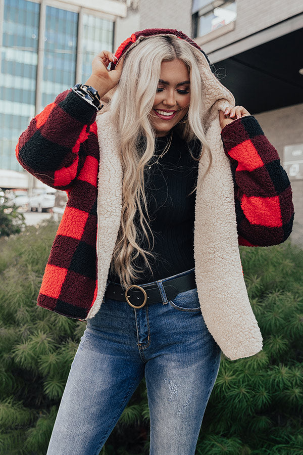 Cold Rush Reversible Sherpa Jacket in Red Image - 1
