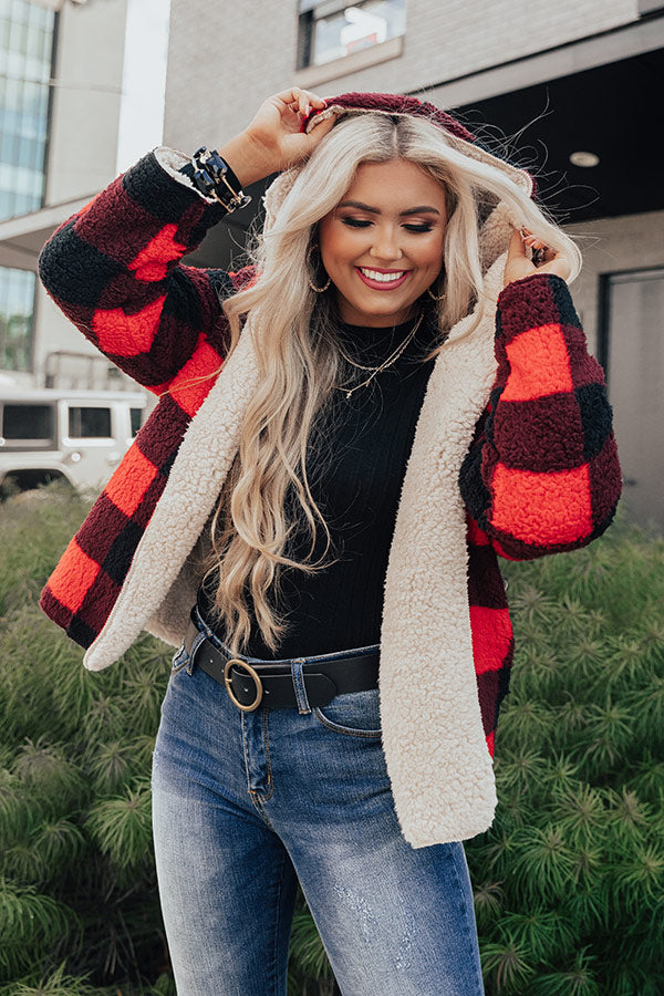 Cold Rush Reversible Sherpa Jacket in Red Image - 2