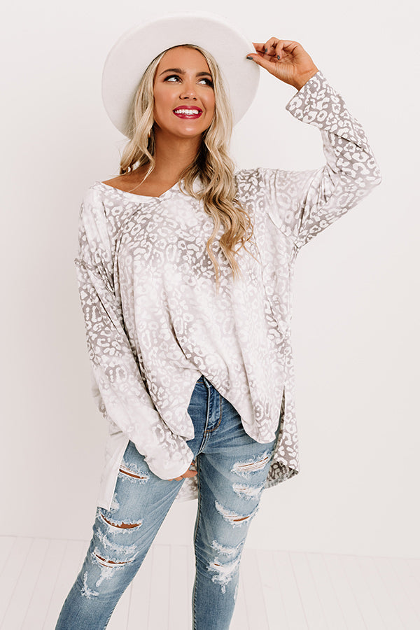 Everyday Favorite Leopard Top In Dark Grey Image - 1