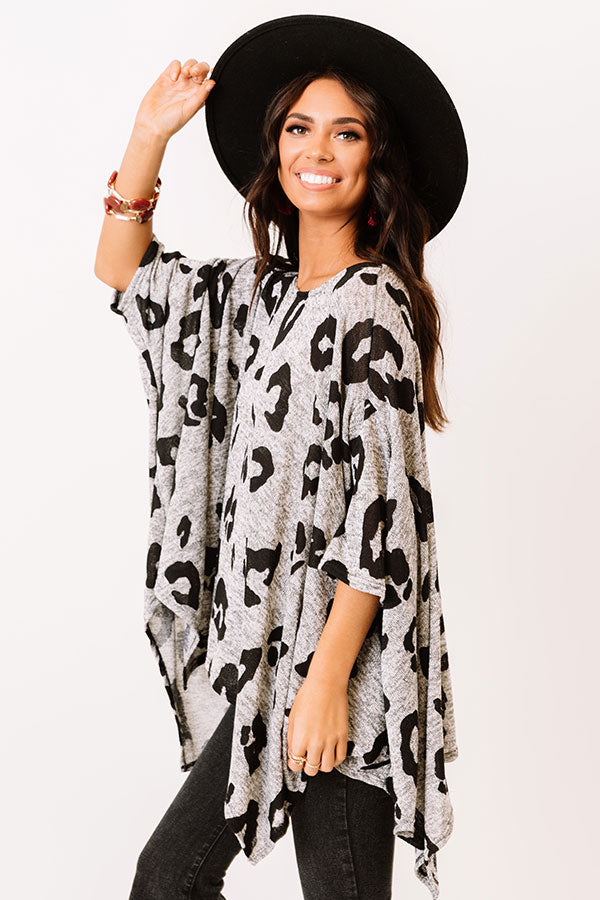 A Chic Peak Leopard Shift Tunic In Grey Image - 2