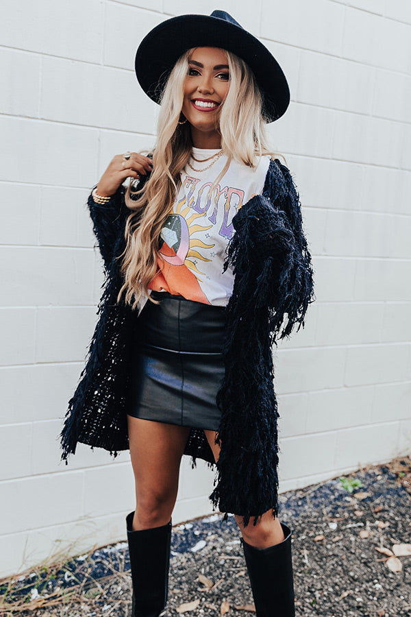 So French Fringe Cardigan in Black