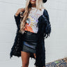 So French Fringe Cardigan in Black Image - 1
