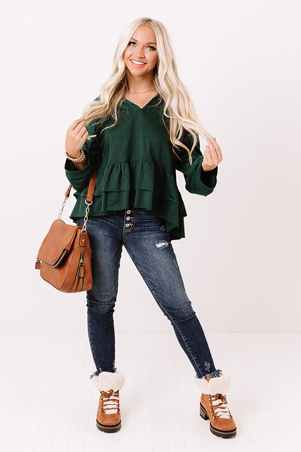 Cozier At The Cabin Sweater In Hunter Green Image - 2